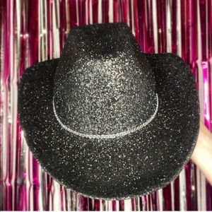 Black Glitter Cowboy Hat with Rhinestone band